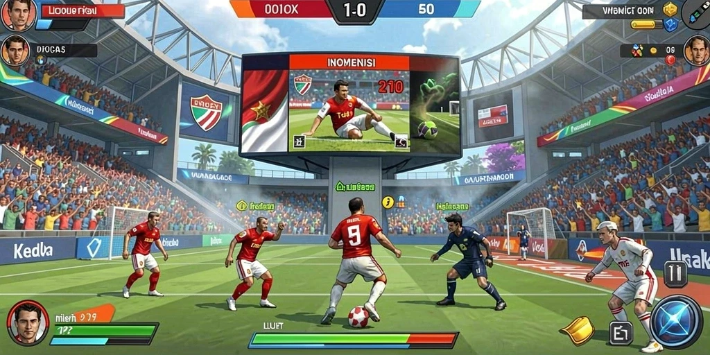 Ilustrasi turnamen dengan banyak pemain yang berkompetisi.
